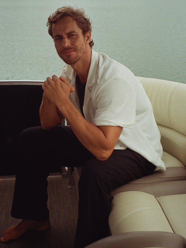 MEN LINEN DRIFT TROUSERS - BLACK