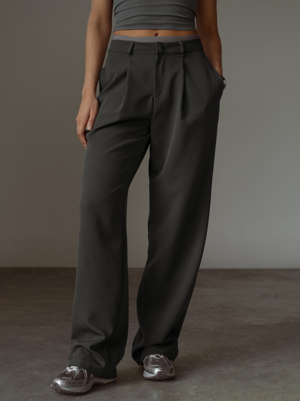 STRAIGHT TAILORED TROUSERS - GRAFITO GRAY