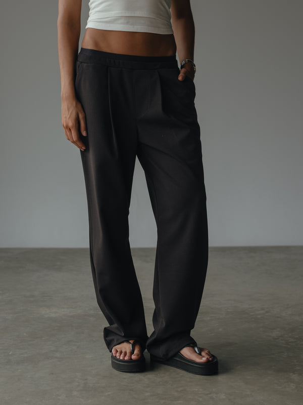 WIDE LEG BAND PANT - BLACK