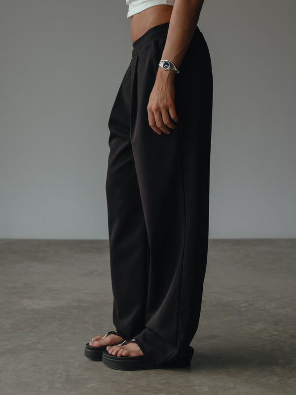 WIDE LEG BAND PANT - BLACK