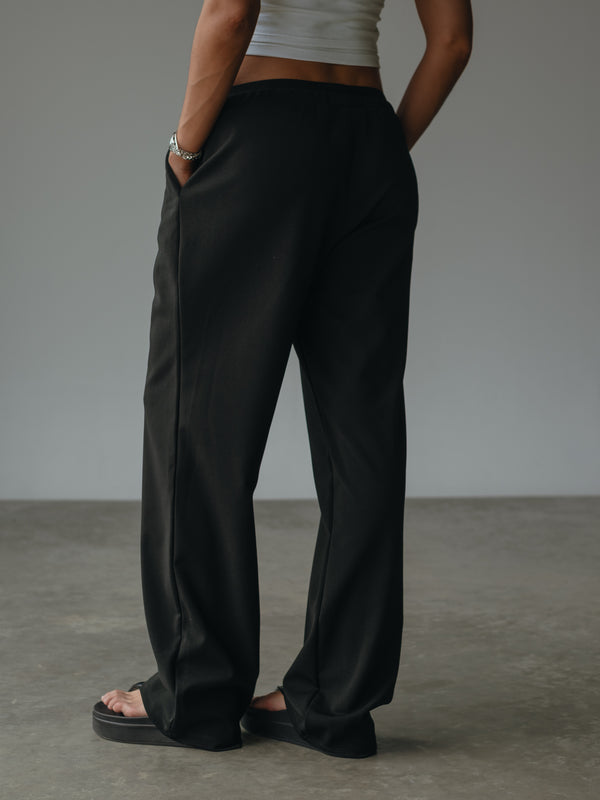 WIDE LEG BAND PANT - BLACK