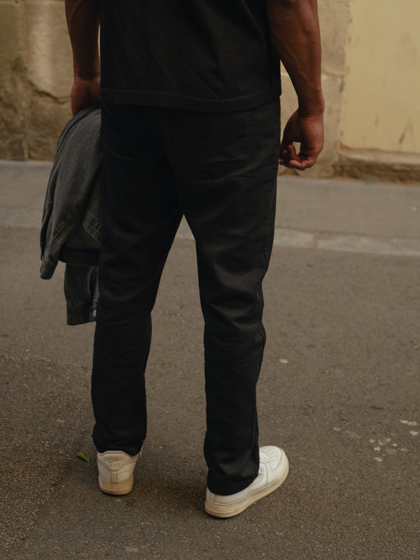 MEN DRILL RIGHT FIT TROUSER - BLACK