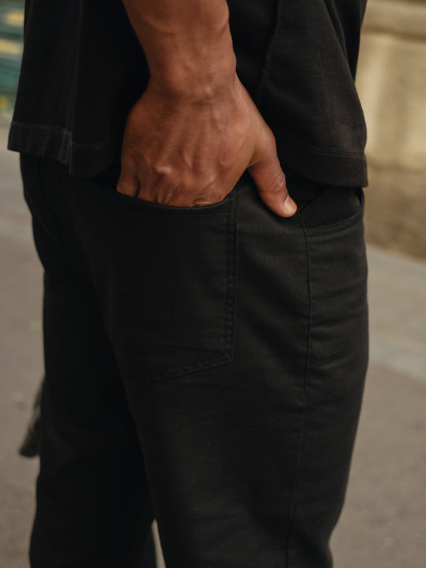 MEN DRILL RIGHT FIT TROUSER - BLACK