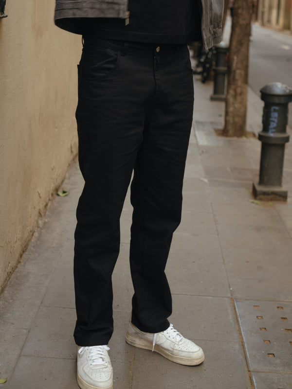 MEN DRILL RIGHT FIT TROUSER - BLACK