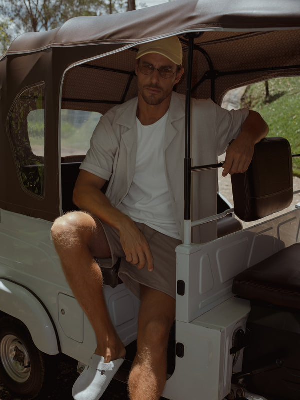 MEN COTTON MINIMAL SHORT - ASH