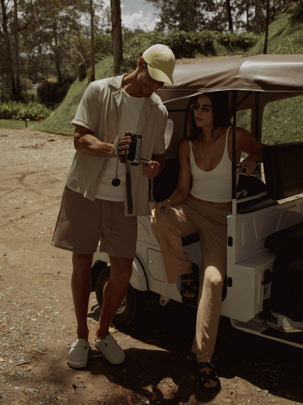 MEN COTTON MINIMAL SHORT - ASH