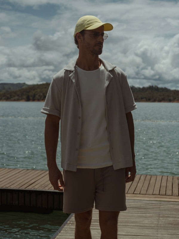 MEN COTTON MINIMAL SHORT - ASH