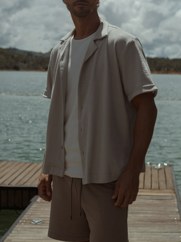 MEN COTTON MINIMAL SHORT - ASH