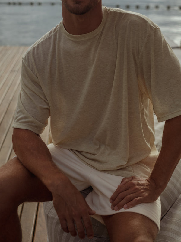 MEN COTTON MINIMAL SHORT - SEA SALT