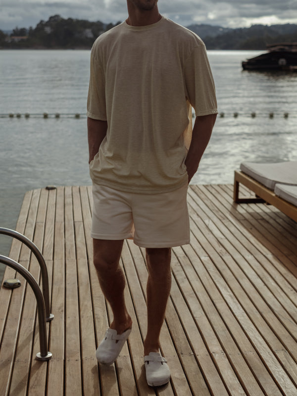 MEN COTTON MINIMAL SHORT - SEA SALT