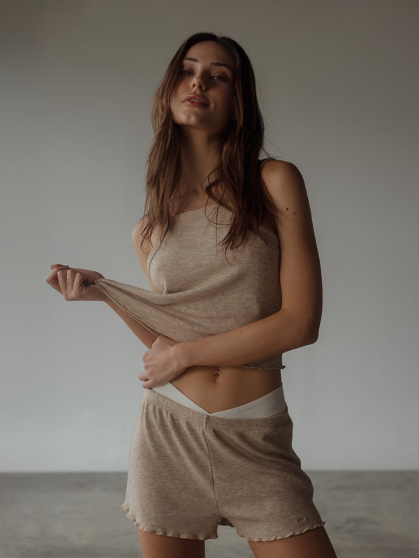 RUCHE PIJAMA SET - STONE