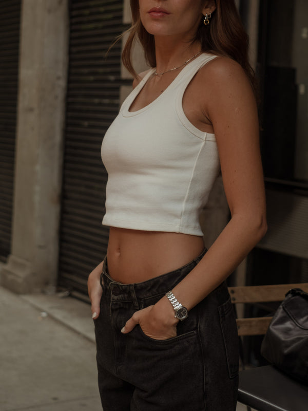 BASIC RIB TANK TOP - SOFT WHITE