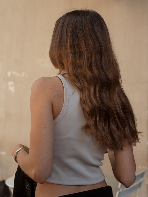 BASIC RIB TANK TOP - LIGHT GRAY
