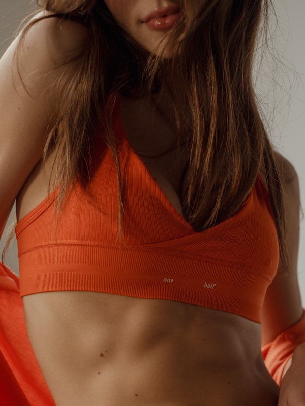 TWILL SEAMLESS TOP - BRIGHT ORANGE