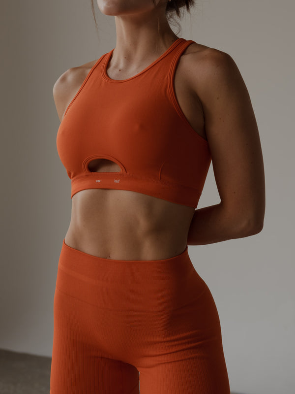 MIX SEAMLESS CROP TOP  - BRIGHT ORANGE