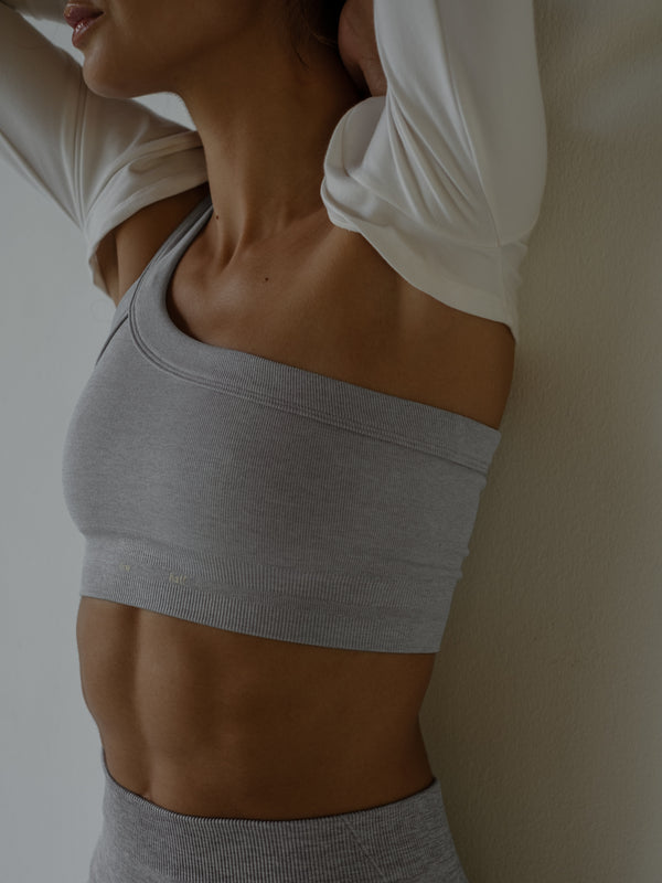 RISE SEAMLESS TOP  - GRAY JASPE