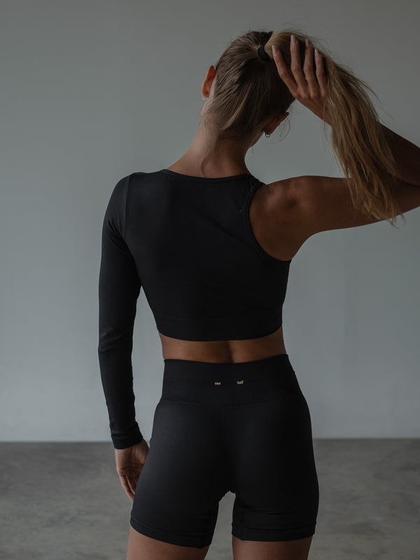 ONE SLEEVE SEAMLESS TOP - SHADOW