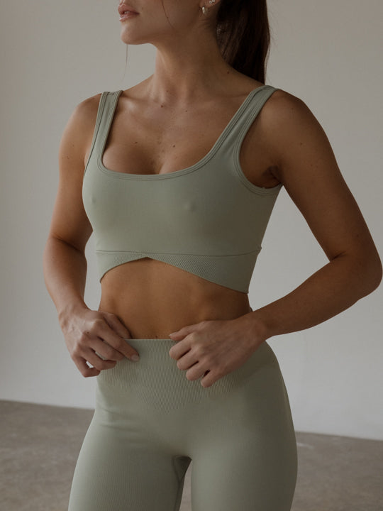 ABS SQUARE CROP TOP - PISTACHIO GRAY