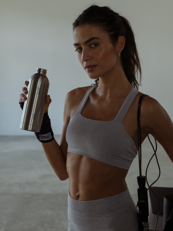 CONTOUR SEAMLESS CROP TOP - GRAY JASPE