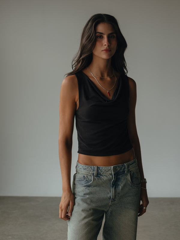 FLOWY TANK TOP - BLACK