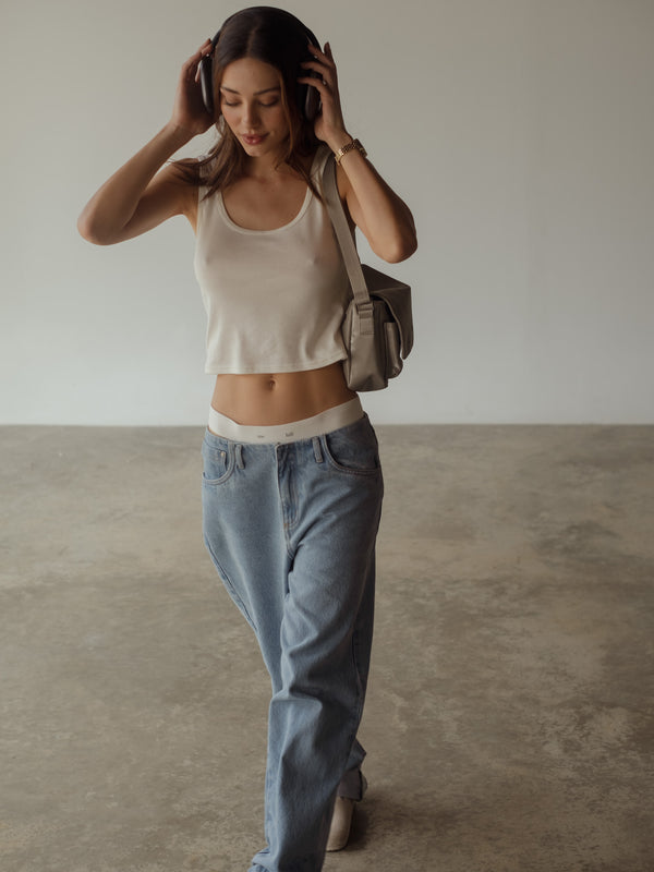 COTTON PIJAMA TANK TOP  - CREAMY