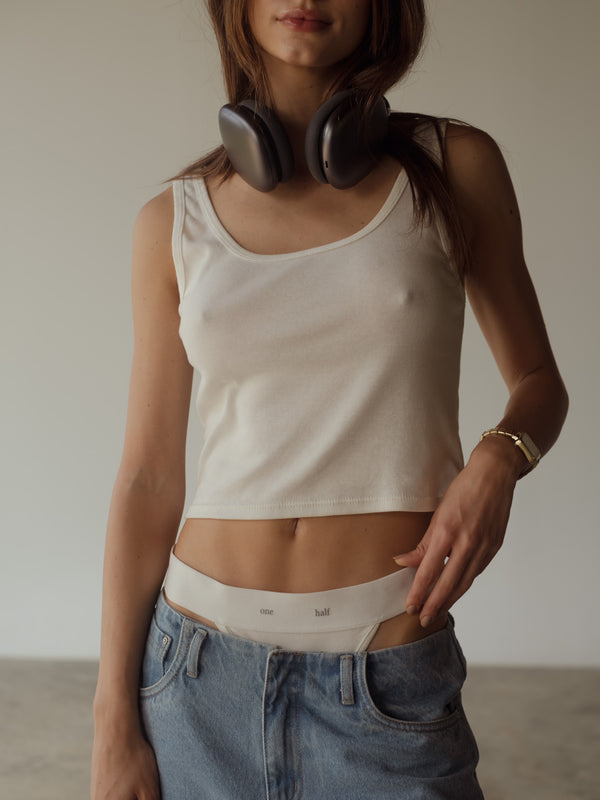 COTTON PIJAMA TANK TOP  - CREAMY