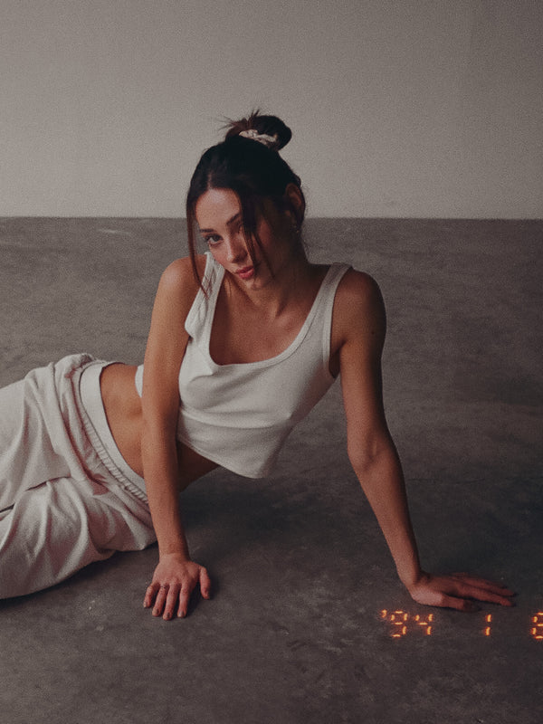 COTTON PIJAMA TANK TOP  - CREAMY