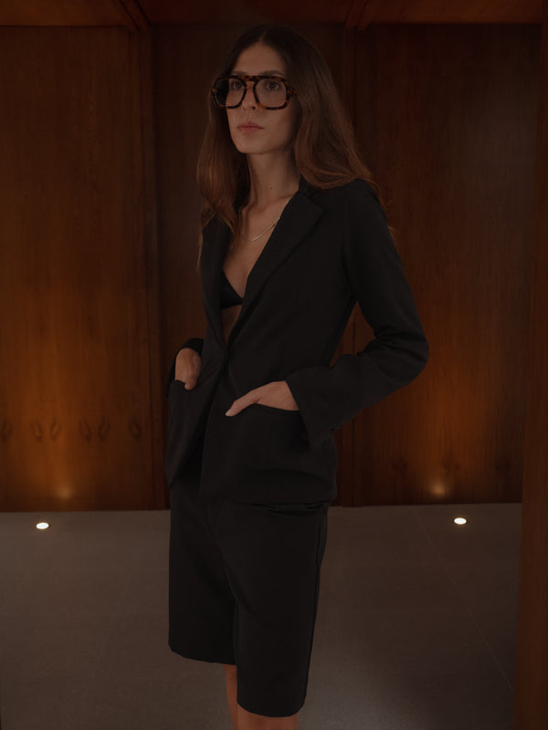WAIST CLASSIC BLAZER - BLACK