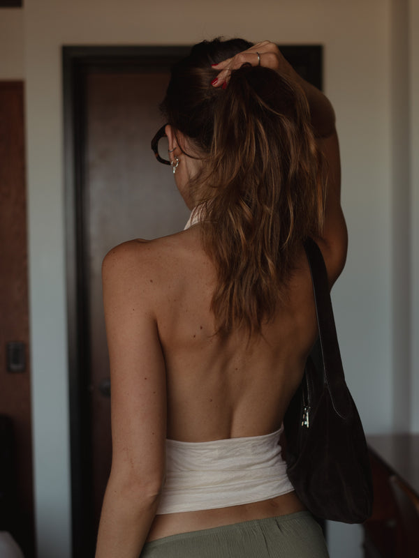 BOHO HALTER BLOUSE - SOFT WHITE