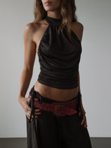 BOHO HALTER BLOUSE - BLACK