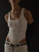 HALF BUTTON BODY - SOFT WHITE