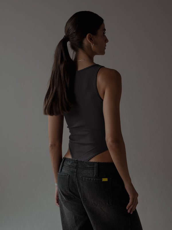 HALF BUTTON BODY - DARK GRAY