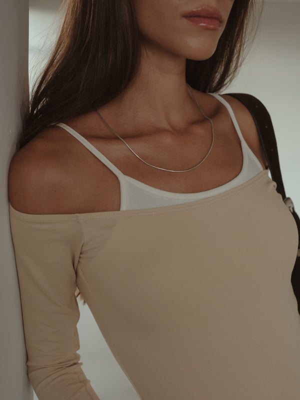 DOUBLE LAYER BODYSUIT - ASH & CREAMY