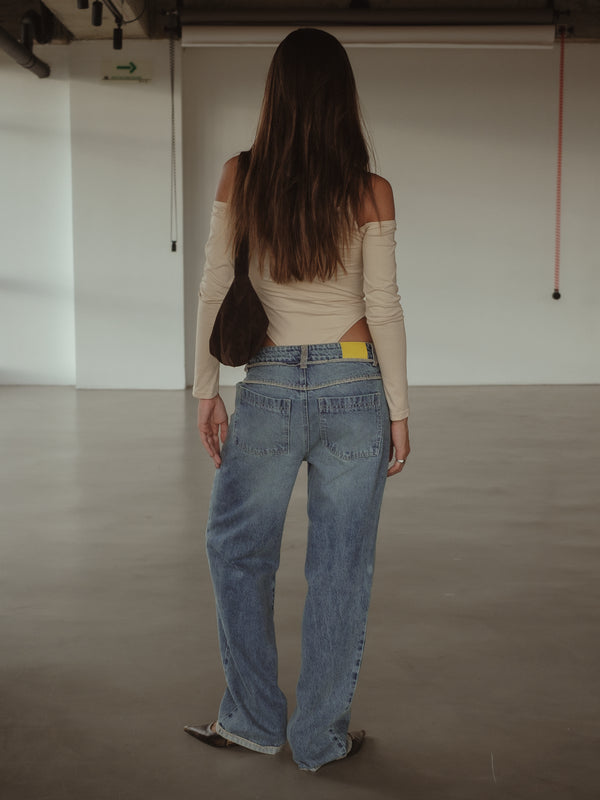 DOUBLE LAYER BODYSUIT - ASH & CREAMY