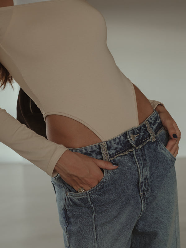 DOUBLE LAYER BODYSUIT - ASH & CREAMY