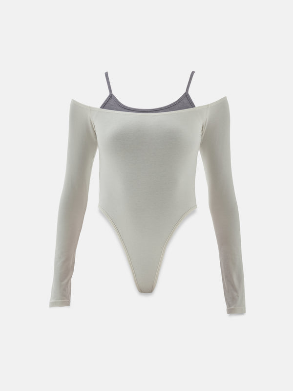 DOUBLE LAYER BODYSUIT - CREAMY & JASPE GRAY