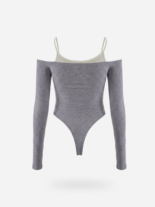 DOUBLE LAYER BODYSUIT - JASPE GRAY & CREAMY