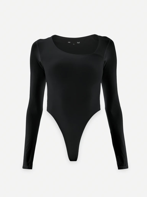 OPEN CURVE BODYSUIT - BLACK
