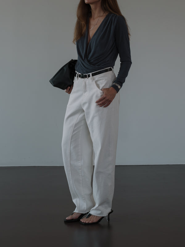 LONG SLEEVE FLOWY BODY - DARK GRAY