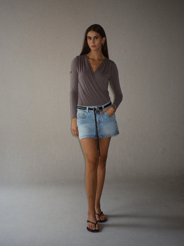 LONG SLEEVE FLOWY BODY - DARK GRAY