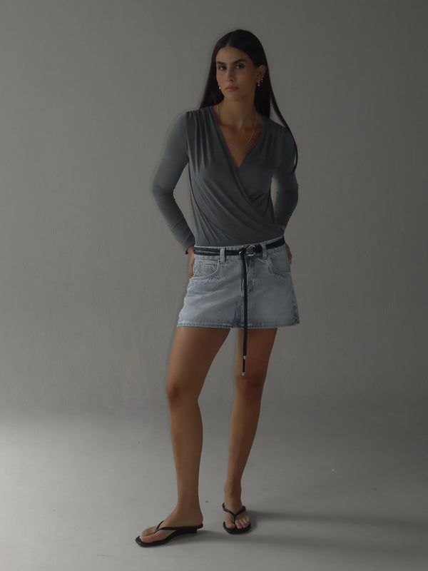 LONG SLEEVE FLOWY BODY - DARK GRAY