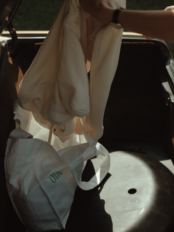 TOTE BAG - SOFT WHITE & BRIGHT GREEN