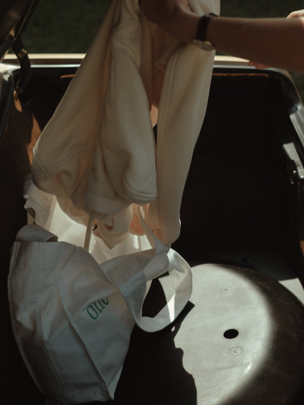 TOTE BAG - SOFT WHITE & BRIGHT GREEN