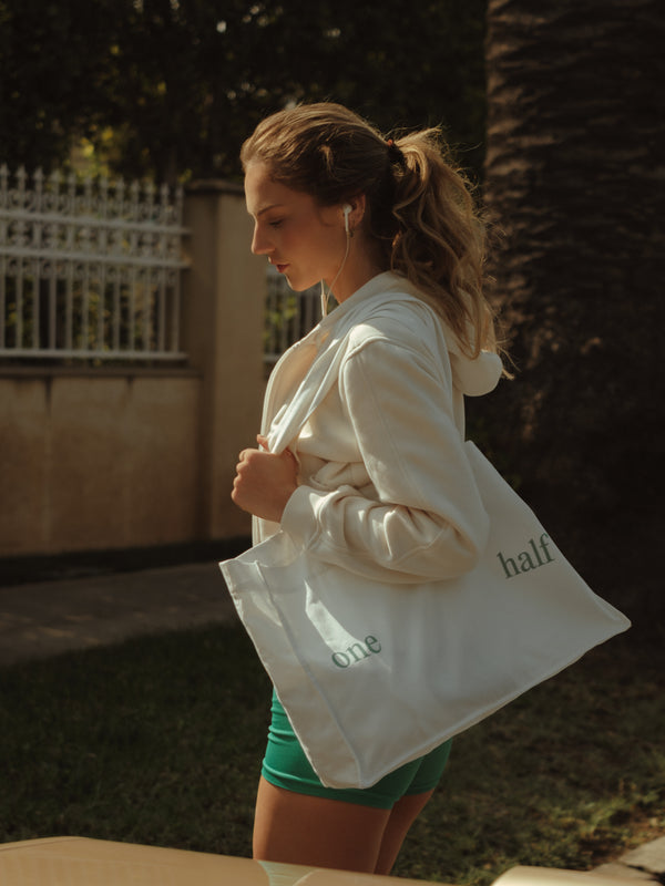 TOTE BAG - SOFT WHITE & BRIGHT GREEN