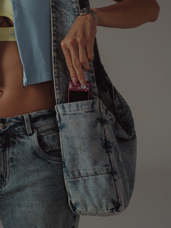 VINTAGE DENIM CROSS BAG - DIRTY CLEAR BLUE