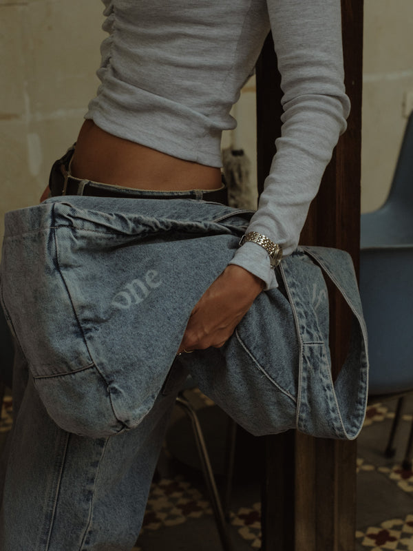 VINTAGE DENIM CROSS BAG - DIRTY CLEAR BLUE