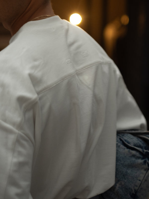 ONE HALF BOXY CREWNECK - SOFT WHITE