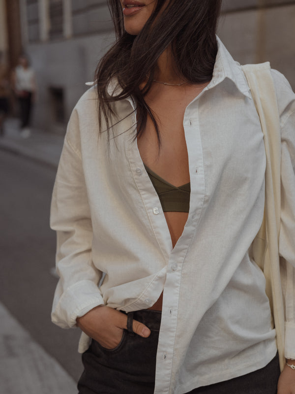 LINEN SHIRT LONG SLEEVE - CREAMY