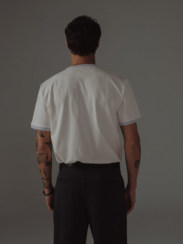 MEN BASIC CONTRAST T-SHIRT - SOFT WHITE & GRAY