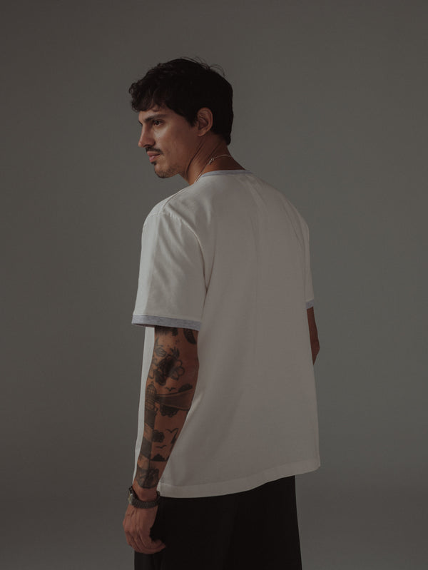 MEN BASIC CONTRAST T-SHIRT - SOFT WHITE & GRAY